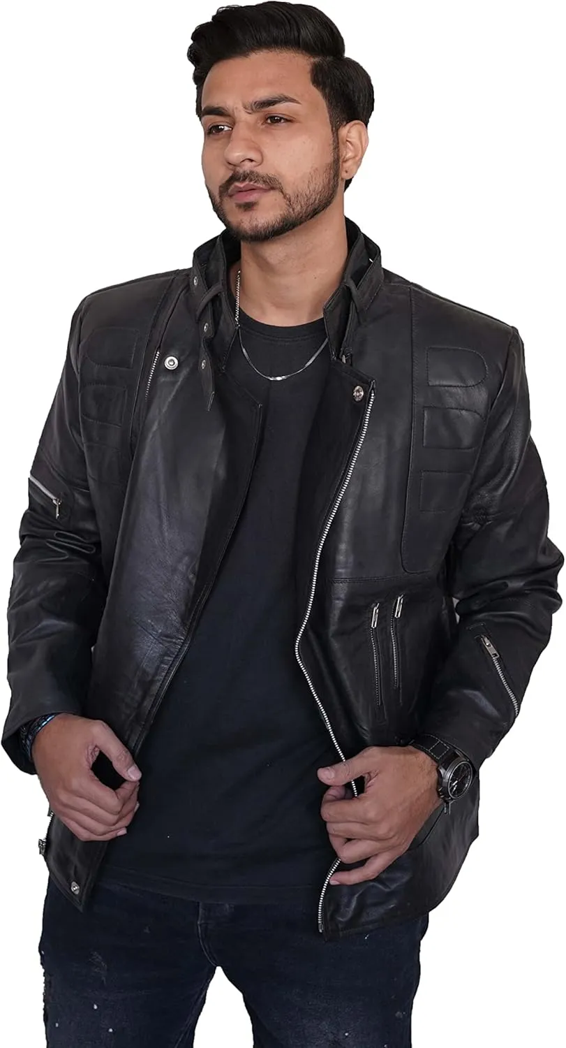Chris Black Aviator Leather Jacket - Classy Black Brando Genuine Leather Jacket