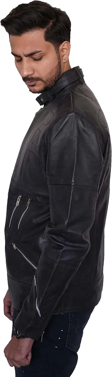 Chris Black Aviator Leather Jacket - Classy Black Brando Genuine Leather Jacket