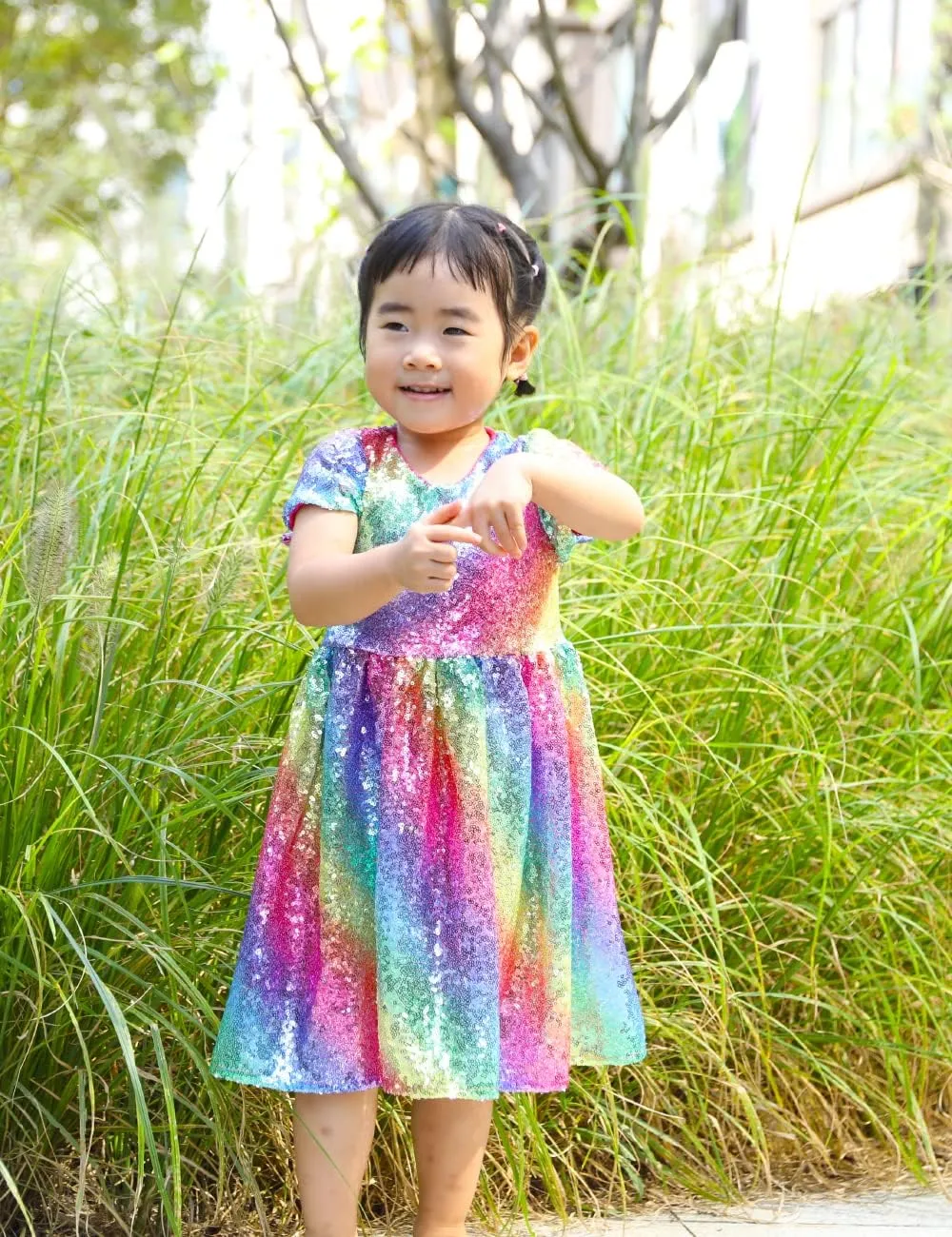 Cilucu Flower Girl Dress Baby Toddlers Sequin Dress Kids Party Dress Bridesmaid Wedding Gown