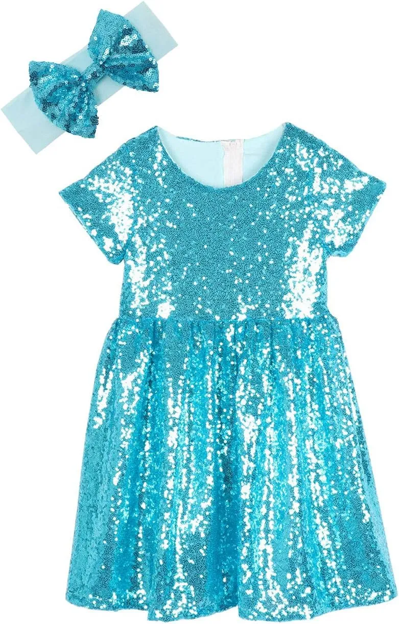 Cilucu Flower Girl Dress Baby Toddlers Sequin Dress Kids Party Dress Bridesmaid Wedding Gown