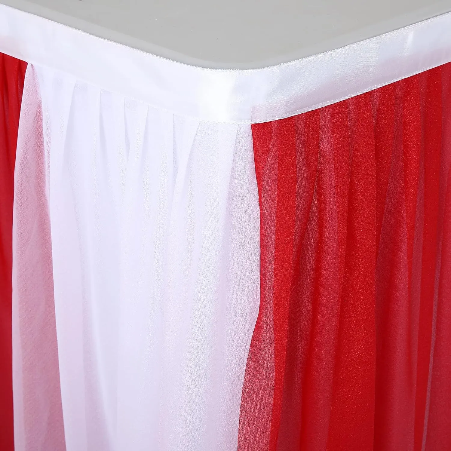 Circus Table Skirt Red White Striped Tulle Table Skirts for Rectangle Table Birthday Carnival Circus Party Decorations 14ft
