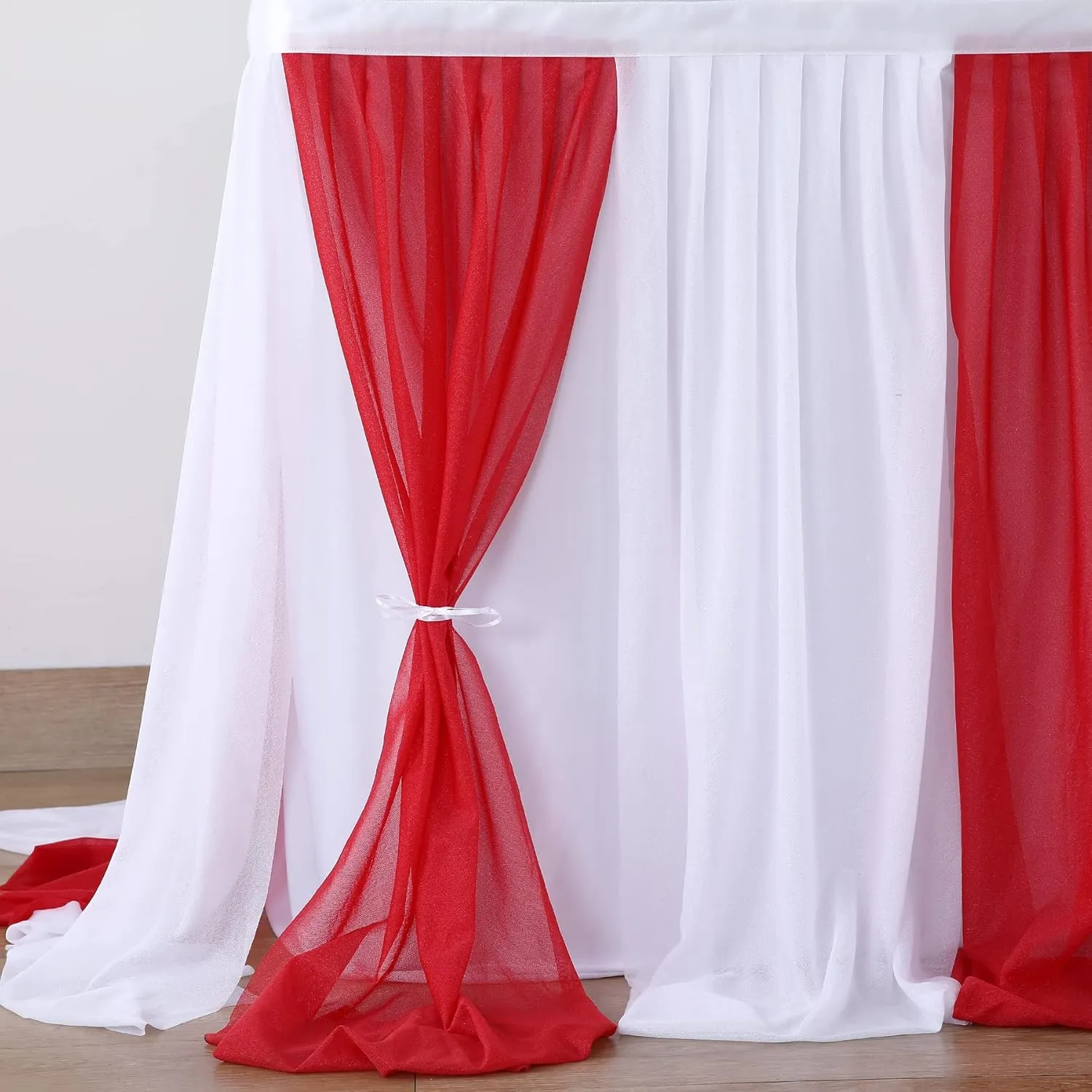 Circus Table Skirt Red White Striped Tulle Table Skirts for Rectangle Table Birthday Carnival Circus Party Decorations 14ft