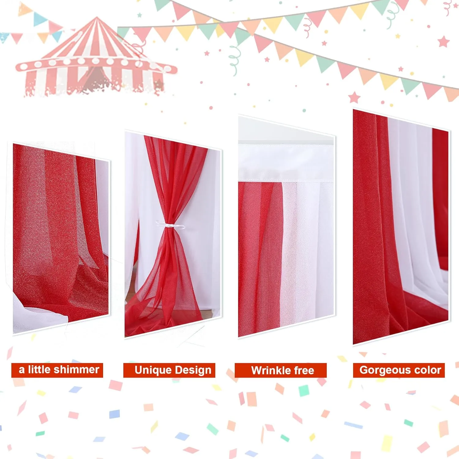 Circus Table Skirt Red White Striped Tulle Table Skirts for Rectangle Table Birthday Carnival Circus Party Decorations 14ft