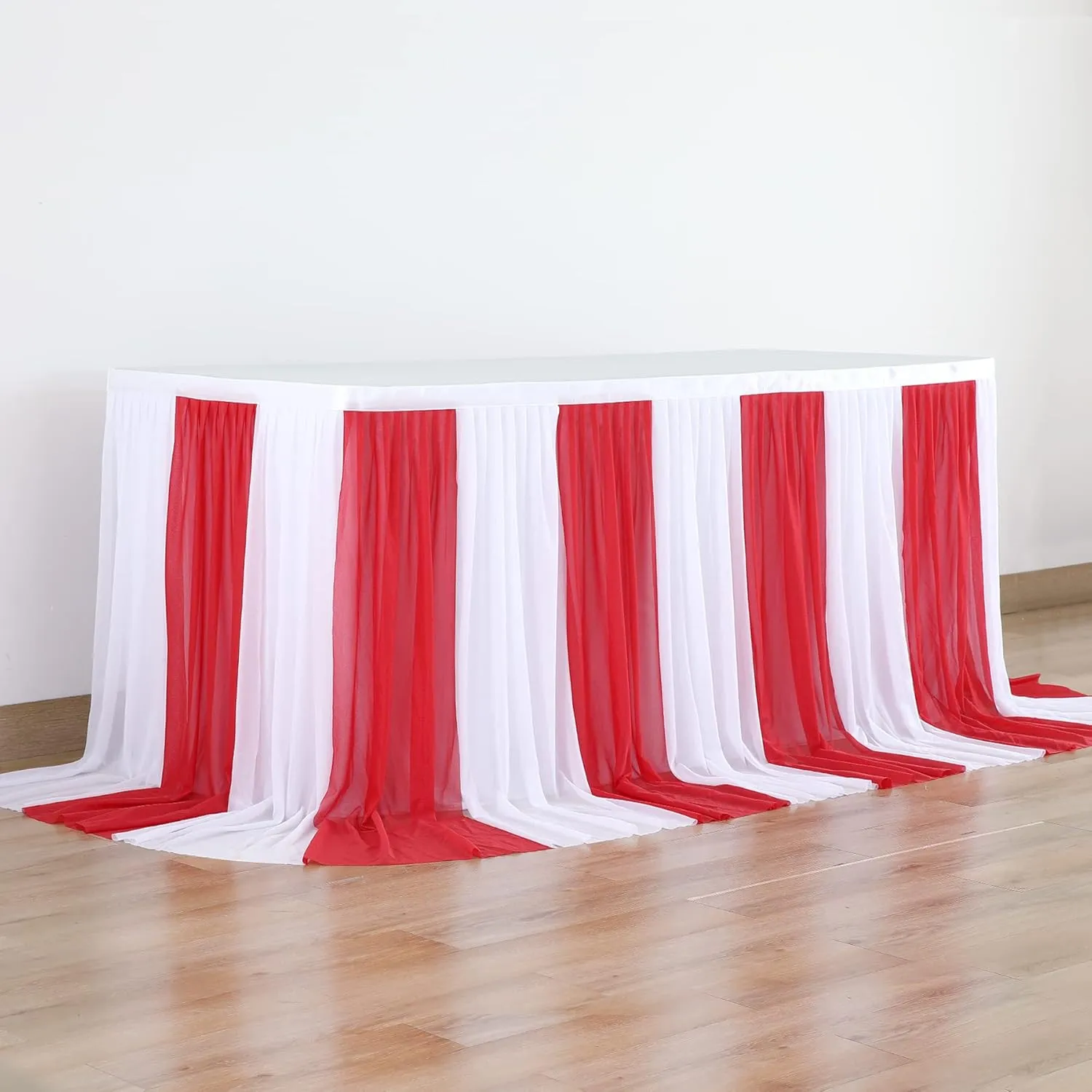 Circus Table Skirt Red White Striped Tulle Table Skirts for Rectangle Table Birthday Carnival Circus Party Decorations 14ft