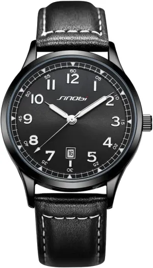 Classic Watches for Men with Calendar Water Resistant Luminous Easy Read Time Arabic Numerals Men Dress Watch (All-Black)