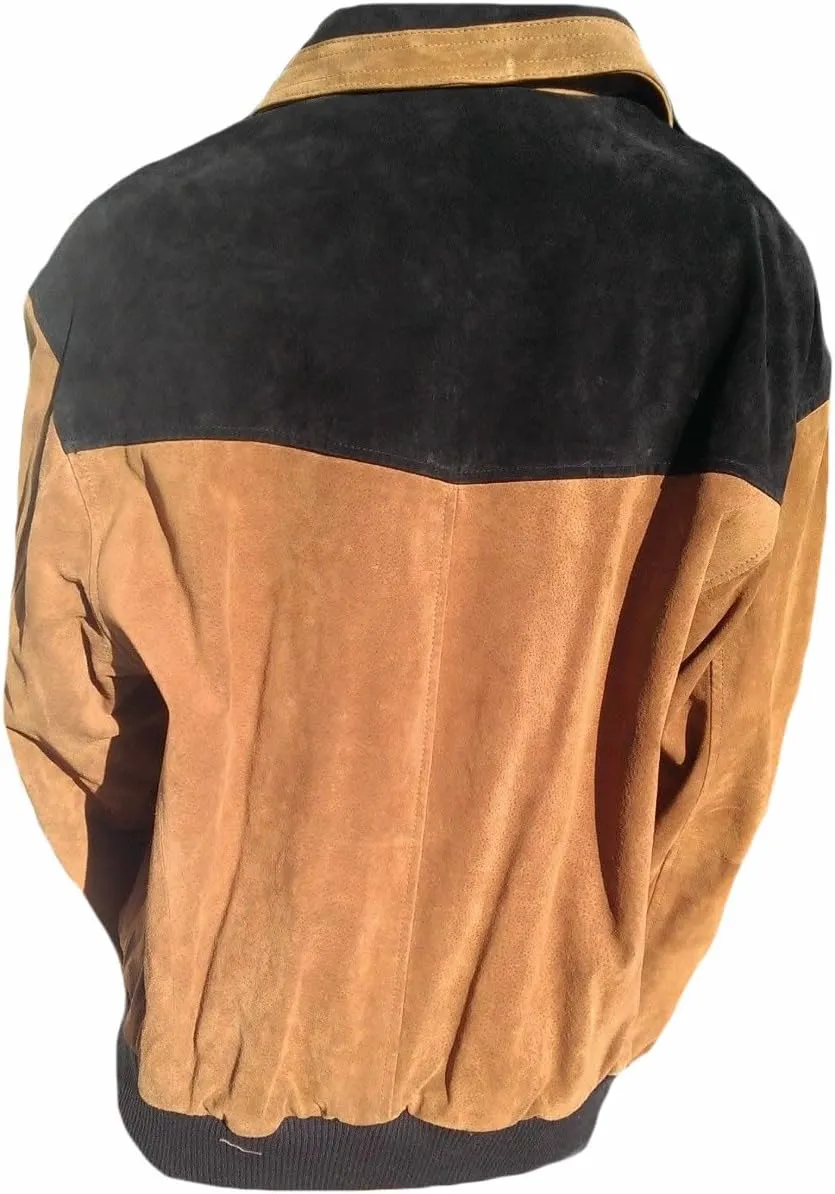 Classyak Men's Fashion Suede Leather Bomber Style Jacket
