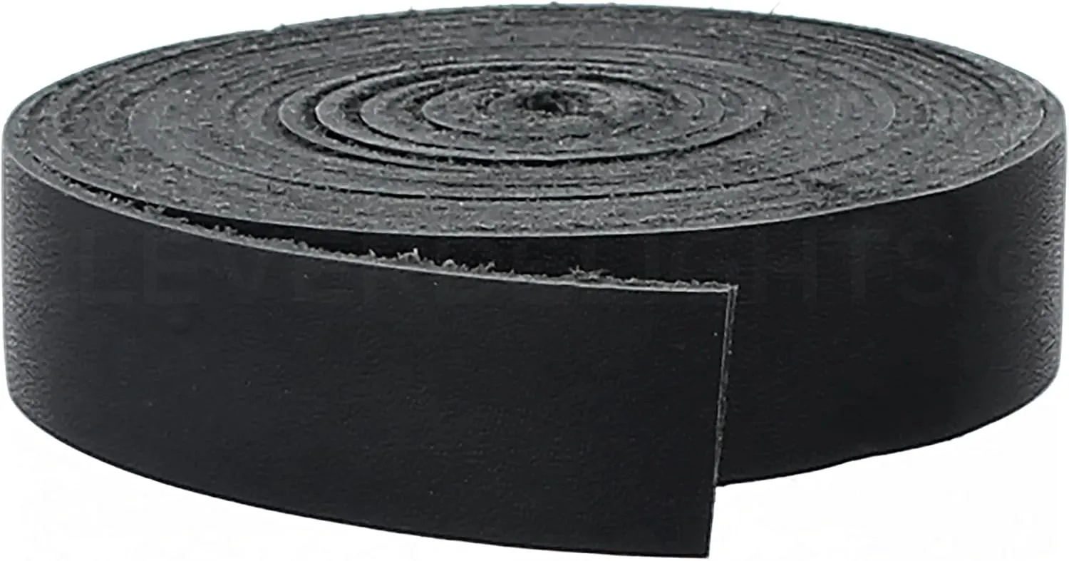 CleverDelights Black 1" Leather Strap - 15 Feet - 25mm Genuine Leather Strip