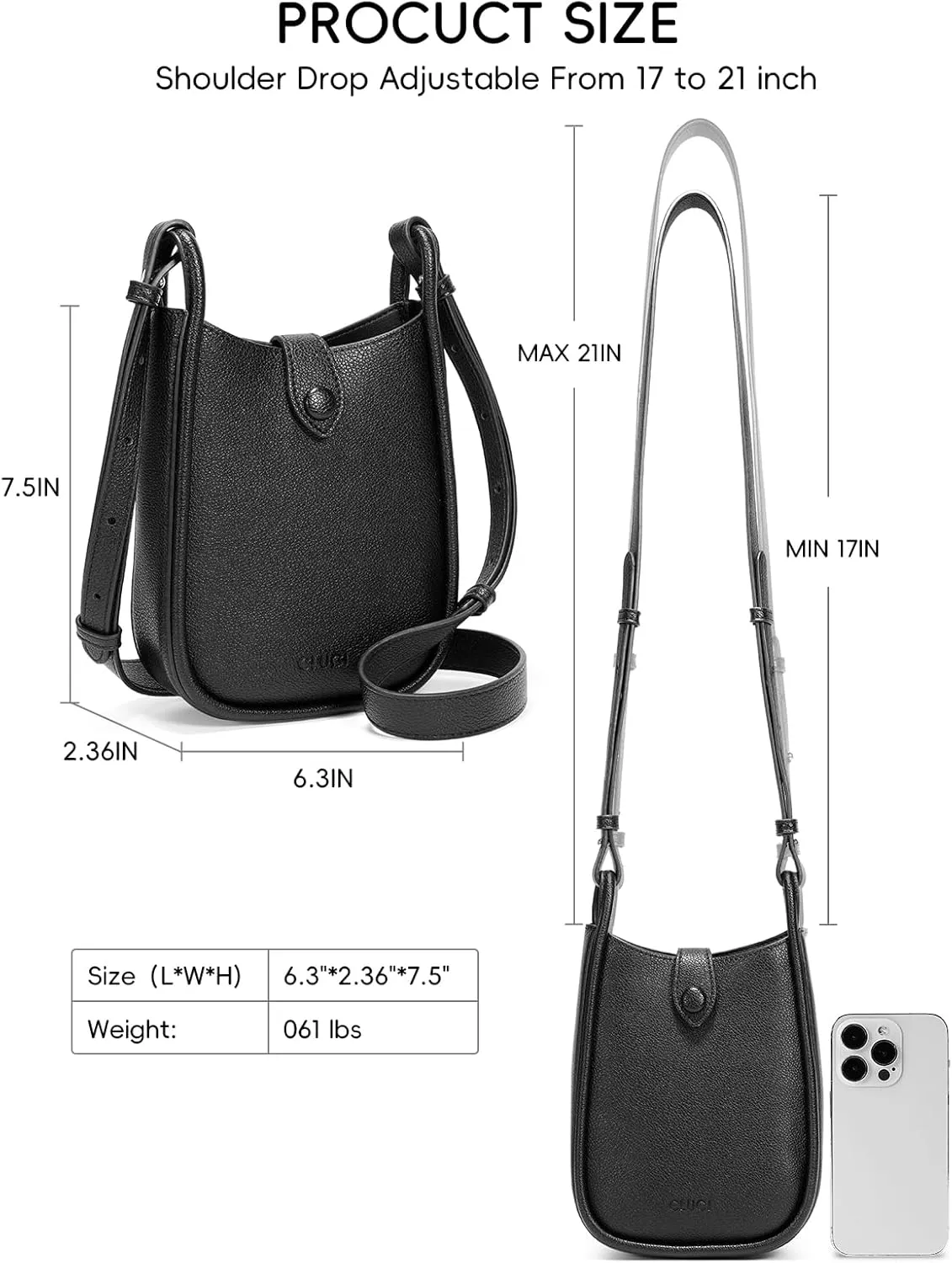 CLUCI Small Crossbody Bags for Women Trendy PU Leather Cell Phone Purse Wallet with Adjustable Strap