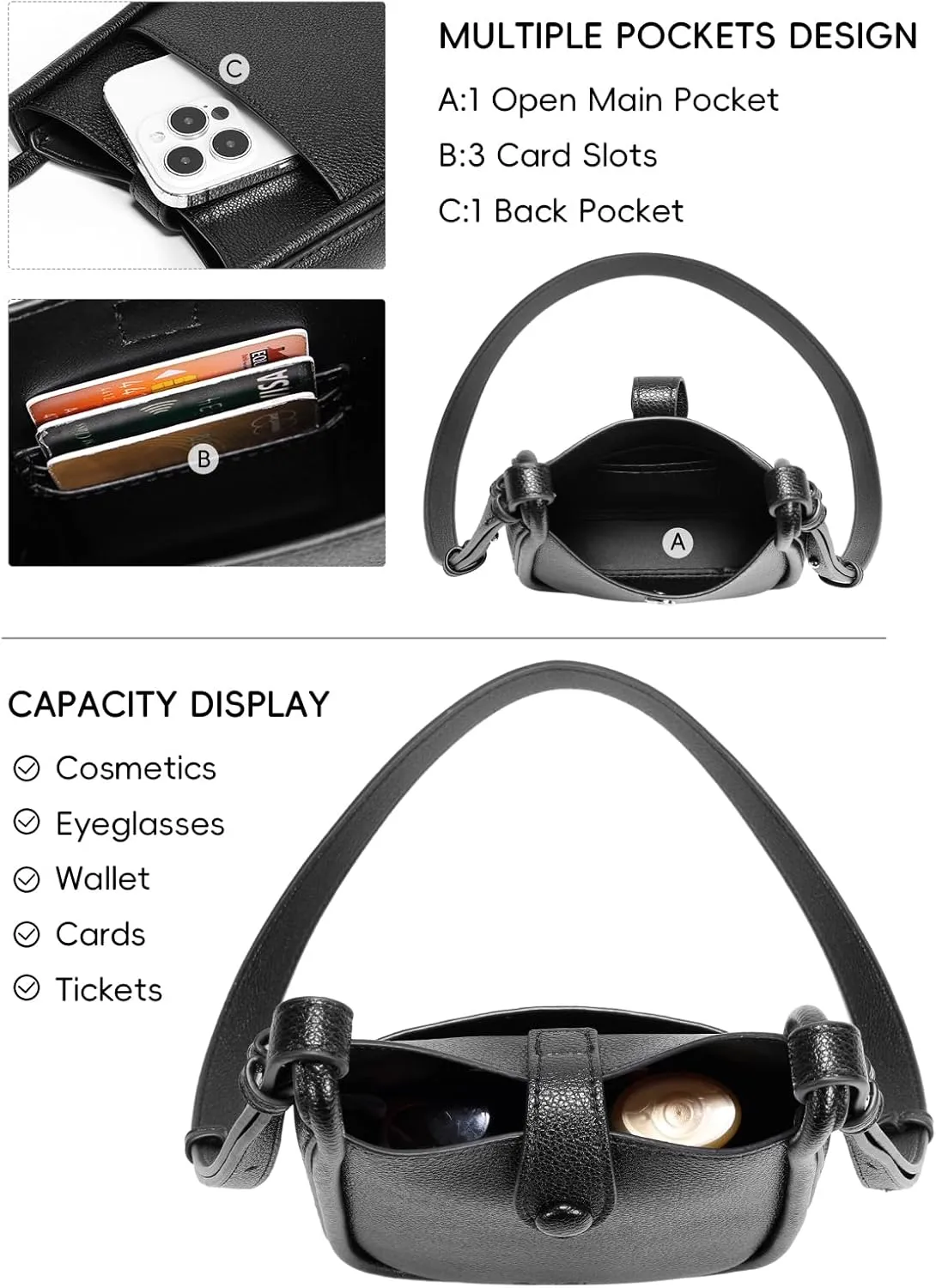CLUCI Small Crossbody Bags for Women Trendy PU Leather Cell Phone Purse Wallet with Adjustable Strap