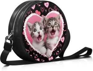 Coldinair Dog Paw Shoulder Bag for Women Leather Crossbody Shoulder Handbags Circle Crossbody Purse Small Tote Satchel