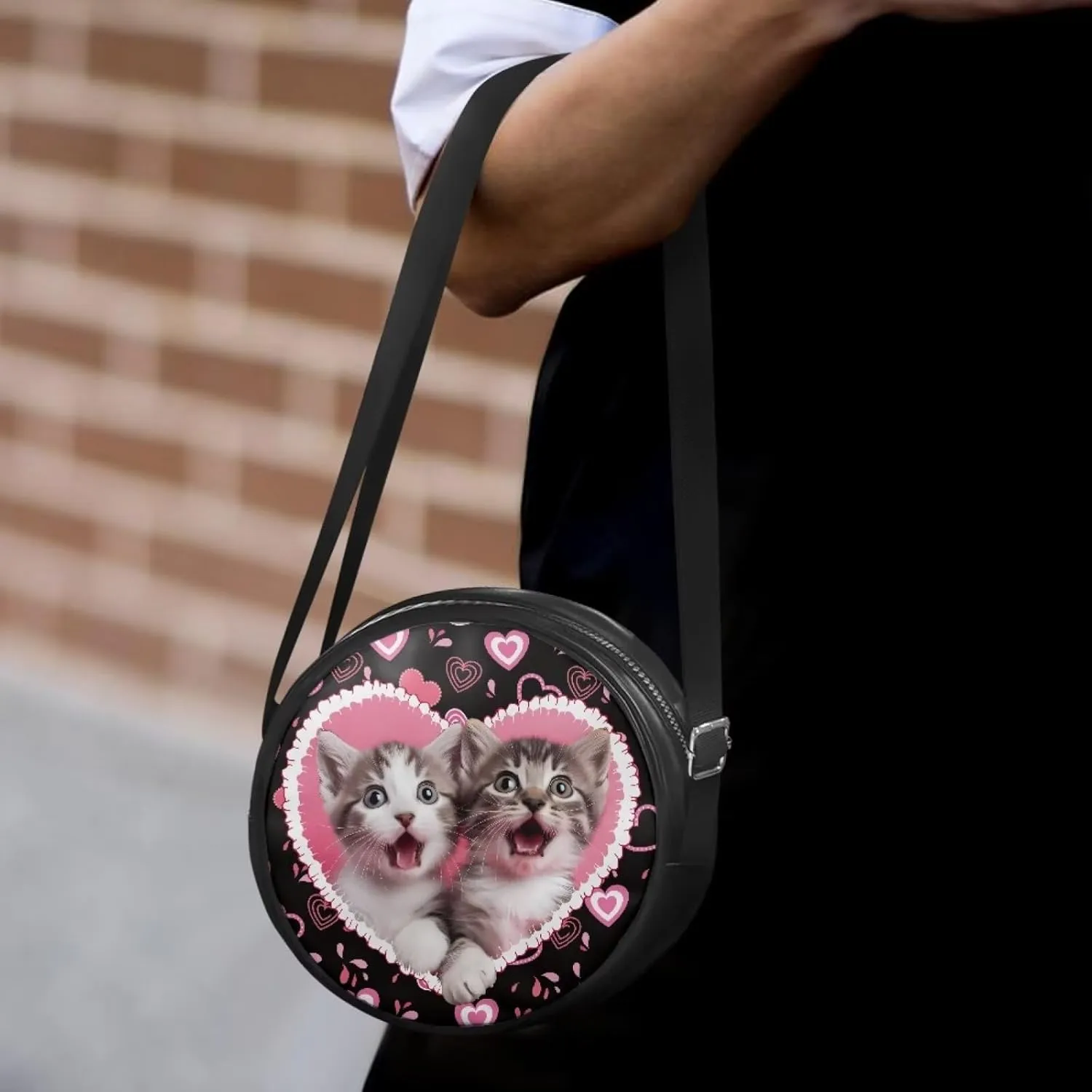 Coldinair Dog Paw Shoulder Bag for Women Leather Crossbody Shoulder Handbags Circle Crossbody Purse Small Tote Satchel