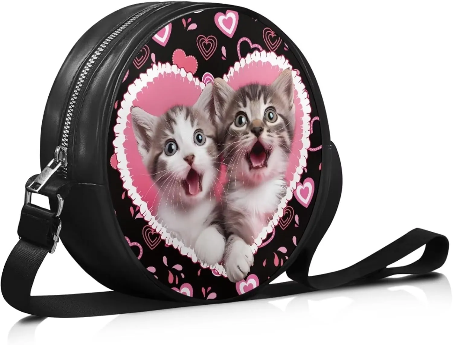 Coldinair Dog Paw Shoulder Bag for Women Leather Crossbody Shoulder Handbags Circle Crossbody Purse Small Tote Satchel
