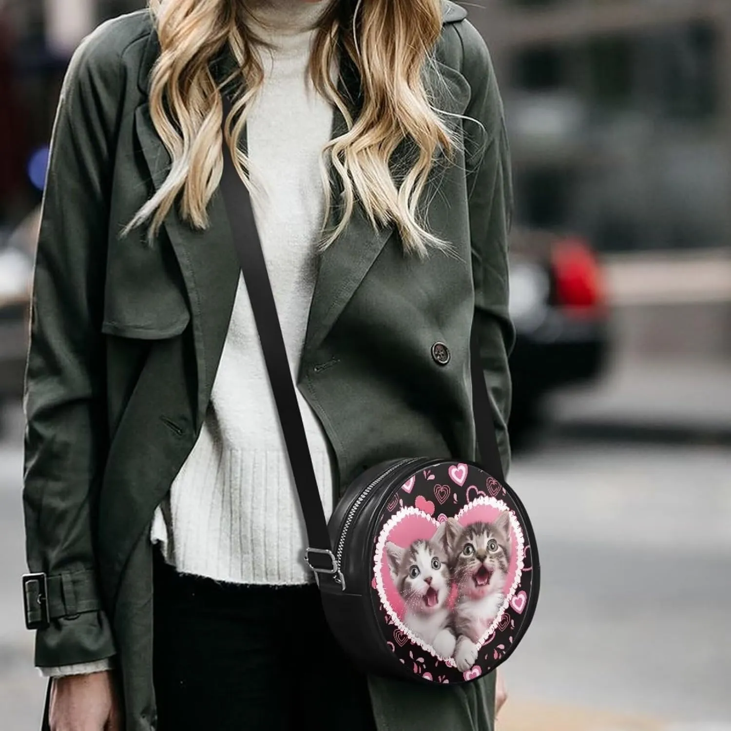 Coldinair Dog Paw Shoulder Bag for Women Leather Crossbody Shoulder Handbags Circle Crossbody Purse Small Tote Satchel
