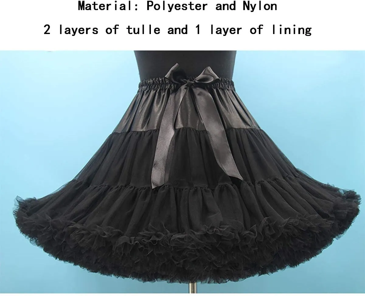 Colyanda Womens 3-Layered Pleated Tulle Petticoat Tutu Puffy Party Cosplay Skirt
