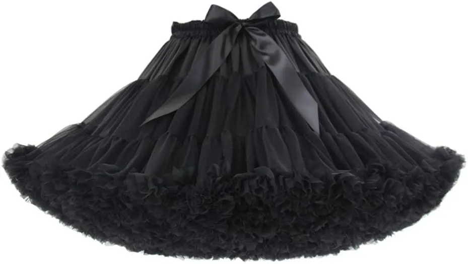 Colyanda Womens 3-Layered Pleated Tulle Petticoat Tutu Puffy Party Cosplay Skirt