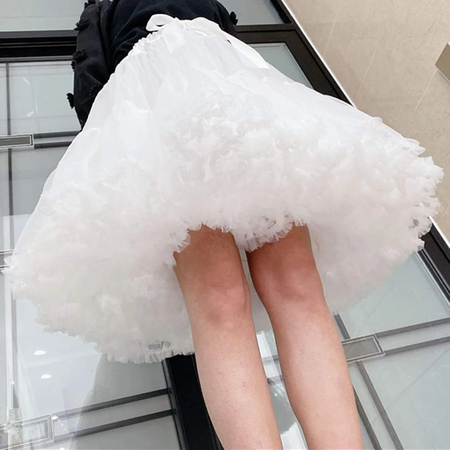 Colyanda Womens 3-Layered Pleated Tulle Petticoat Tutu Puffy Party Cosplay Skirt