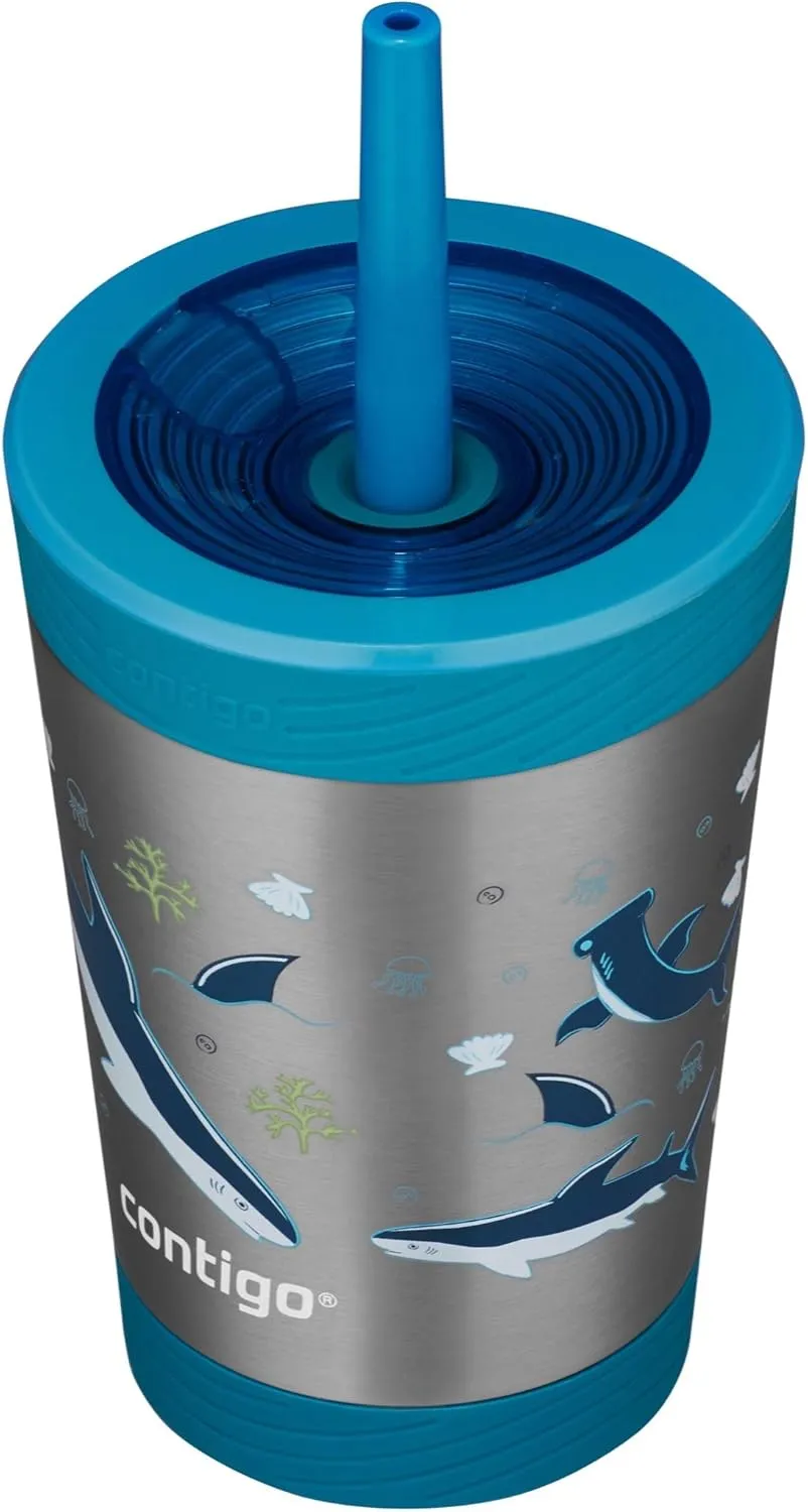 Contigo Kids Spill-Proof Stainless Steel Tumbler with Straw and THERMALOCK, 12oz., Gummy with Shark