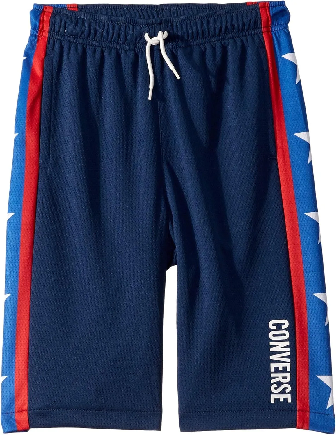 Converse Boy's Star Stripe Mesh Shorts (Big Kids) Navy SM (7-8 Big Kid)