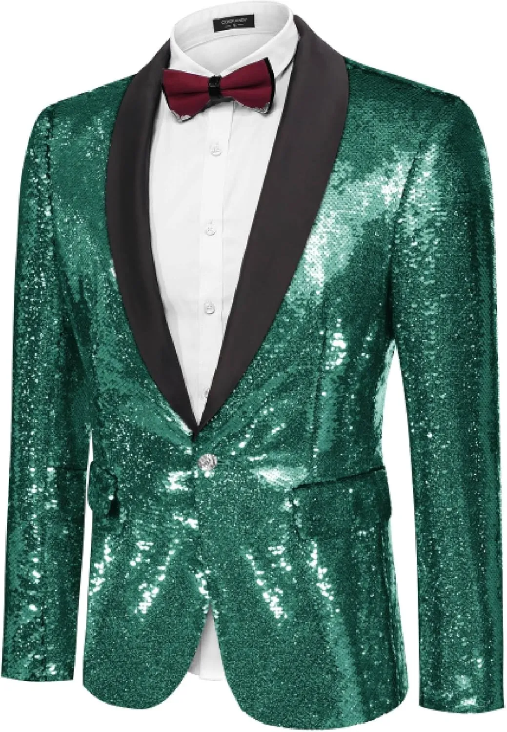 COOFANDY Men Shiny Sequin Blazer Tuxedo Party Dinner Prom One Button Suit Jacket