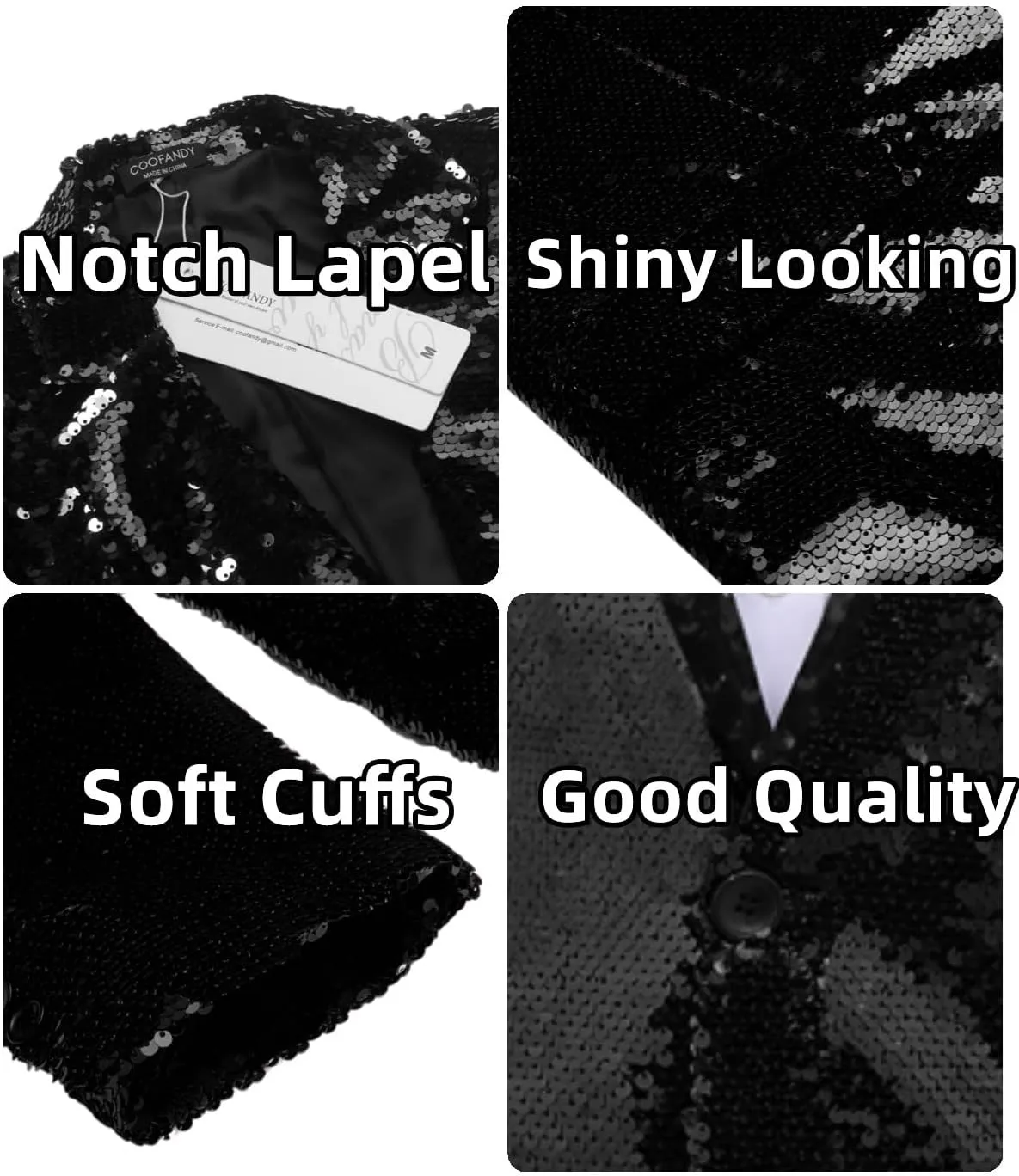 COOFANDY Mens Sequin Blazer Tuxedo Party Prom Wedding Tuxedo One Button Jacket