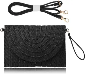 COOKOOKY Straw Clutch Handbag Summer Beach Straw Purse for Women woven Envelope Bag