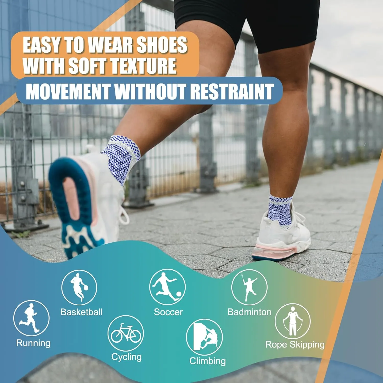 Copper Ankle Brace, Copper Infused Ankle Support Compression Sleeve for Men & Women, for Foot Pain Relief, Sprained Recovery, Achilles Tendonitis, Daytime or Night Use(Blue XL)