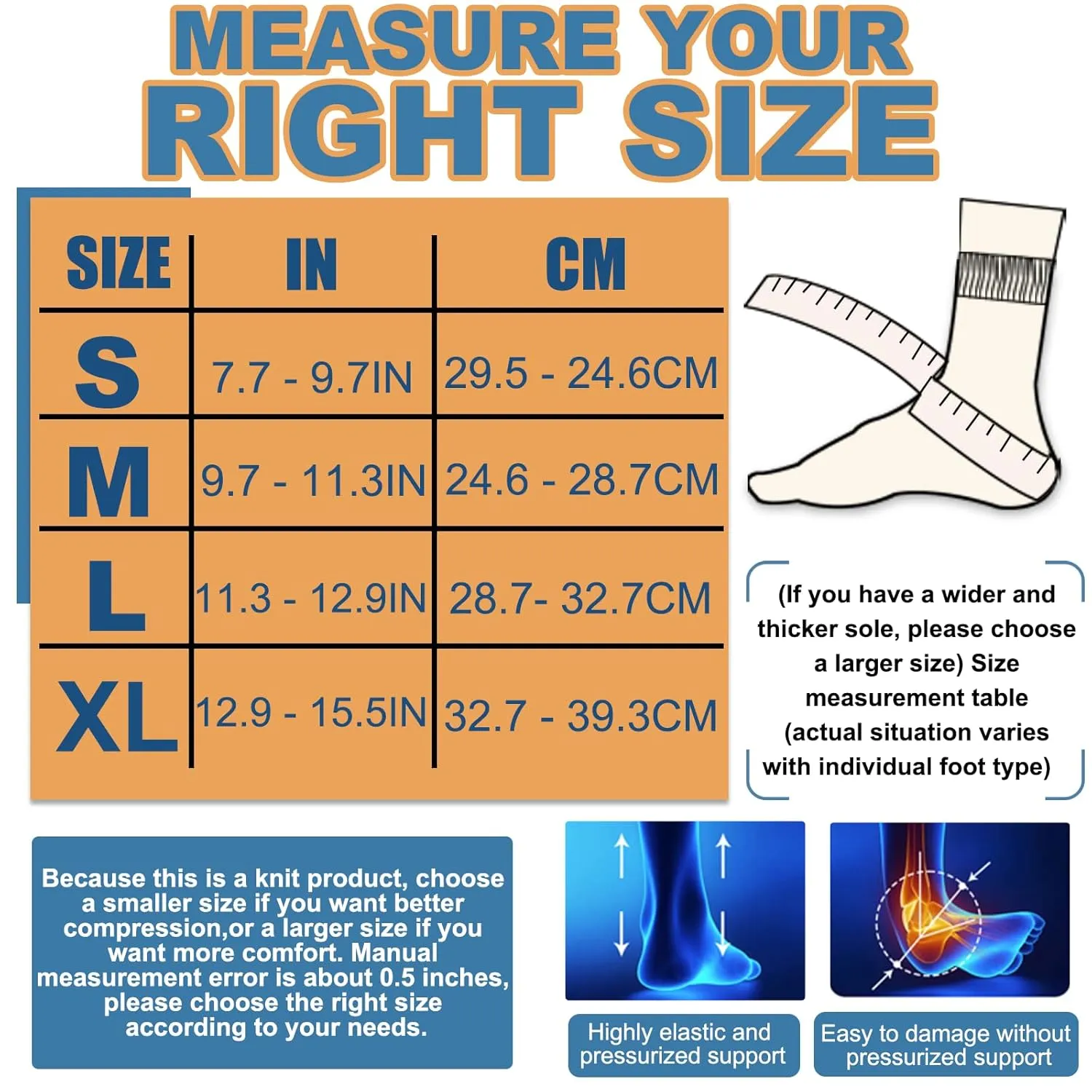 Copper Ankle Brace, Copper Infused Ankle Support Compression Sleeve for Men & Women, for Foot Pain Relief, Sprained Recovery, Achilles Tendonitis, Daytime or Night Use(Blue XL)