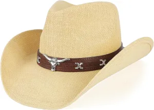 Cowboy Hat,Cowgirl Hat,Western Cowboy Hats for Women/Mens/Straw Wide with Shapeable Brim Cowboy Hat for Womens