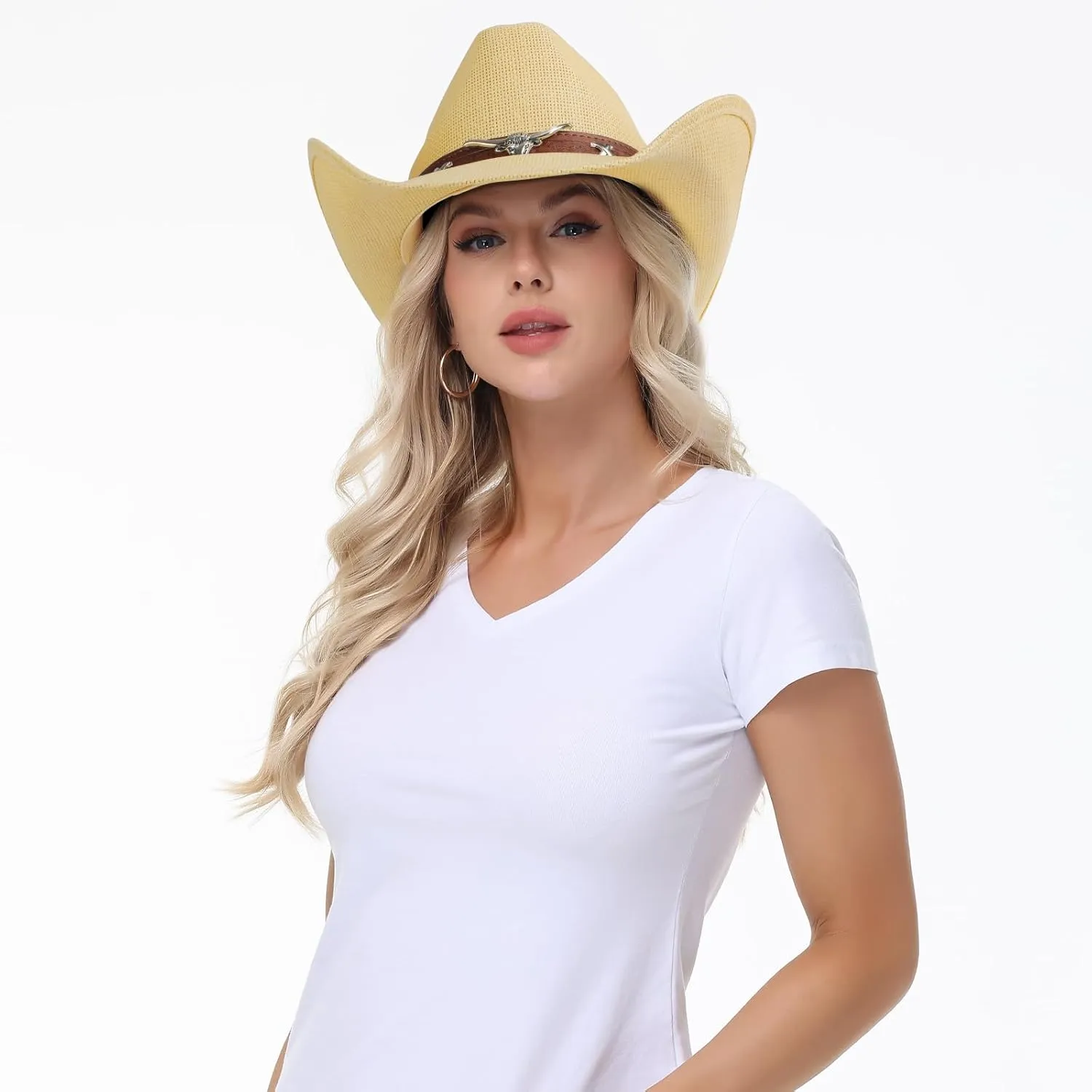 Cowboy Hat,Cowgirl Hat,Western Cowboy Hats for Women/Mens/Straw Wide with Shapeable Brim Cowboy Hat for Womens