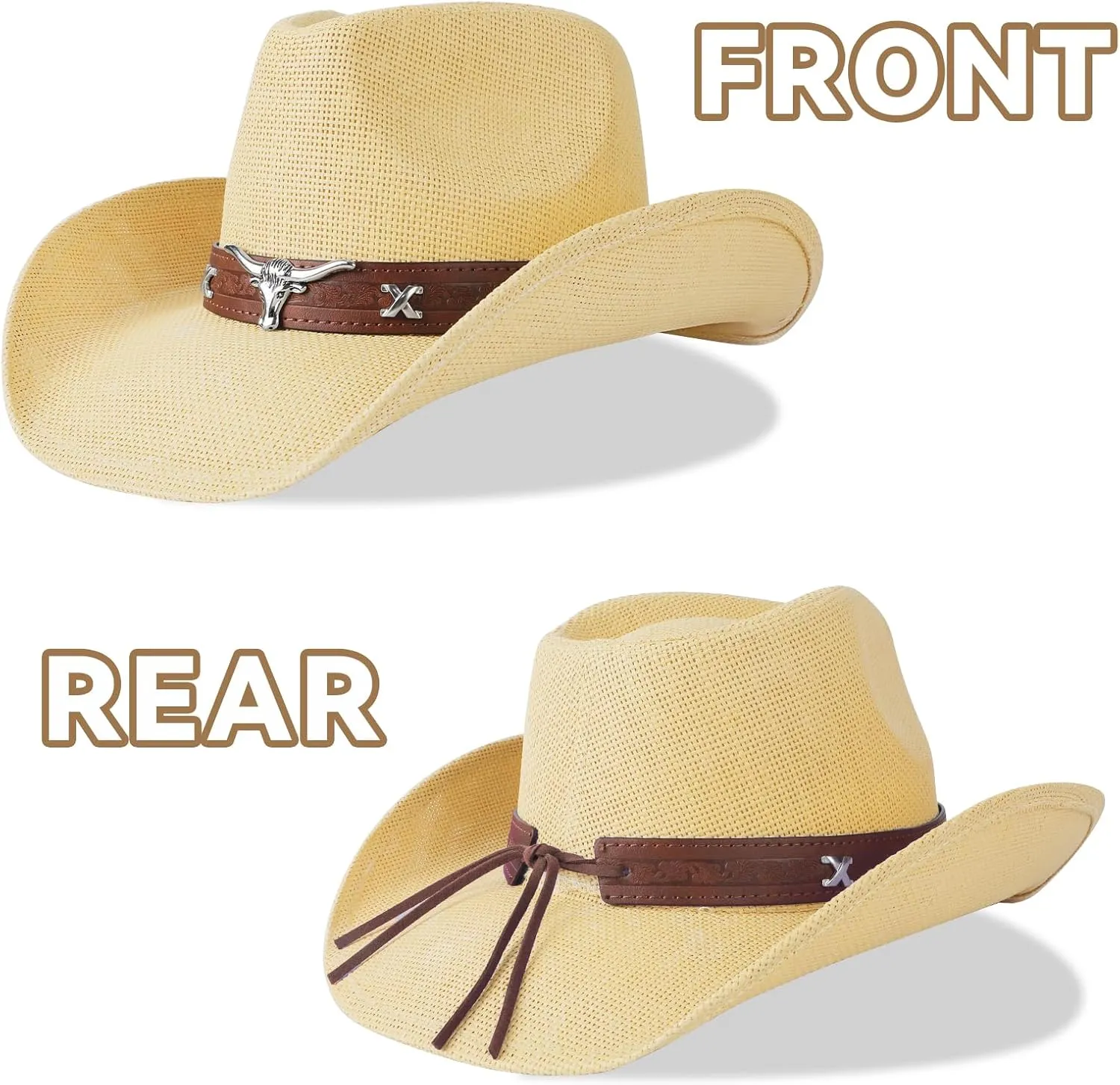 Cowboy Hat,Cowgirl Hat,Western Cowboy Hats for Women/Mens/Straw Wide with Shapeable Brim Cowboy Hat for Womens