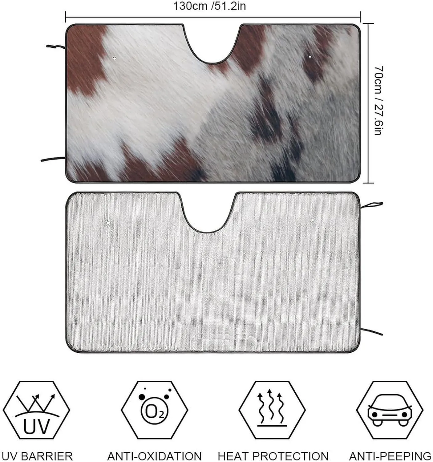 Cowhide Oxford Cloth Advanced Car Front Windshield Sunshade Glass Sunshade Cover 51"x28"