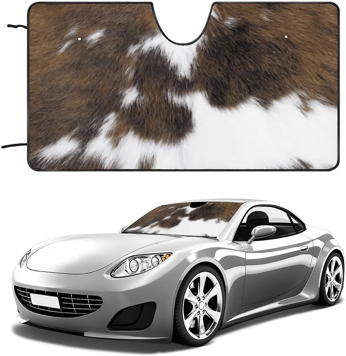 Cowhide Pattern Oxford Cloth Advanced Car Front Windshield Sunshade Glass Sunshade Cover 55"x30"
