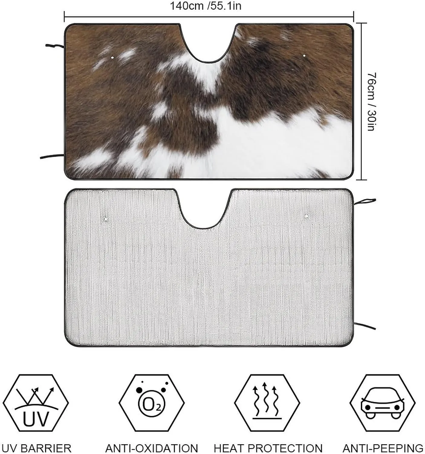 Cowhide Pattern Oxford Cloth Advanced Car Front Windshield Sunshade Glass Sunshade Cover 55"x30"