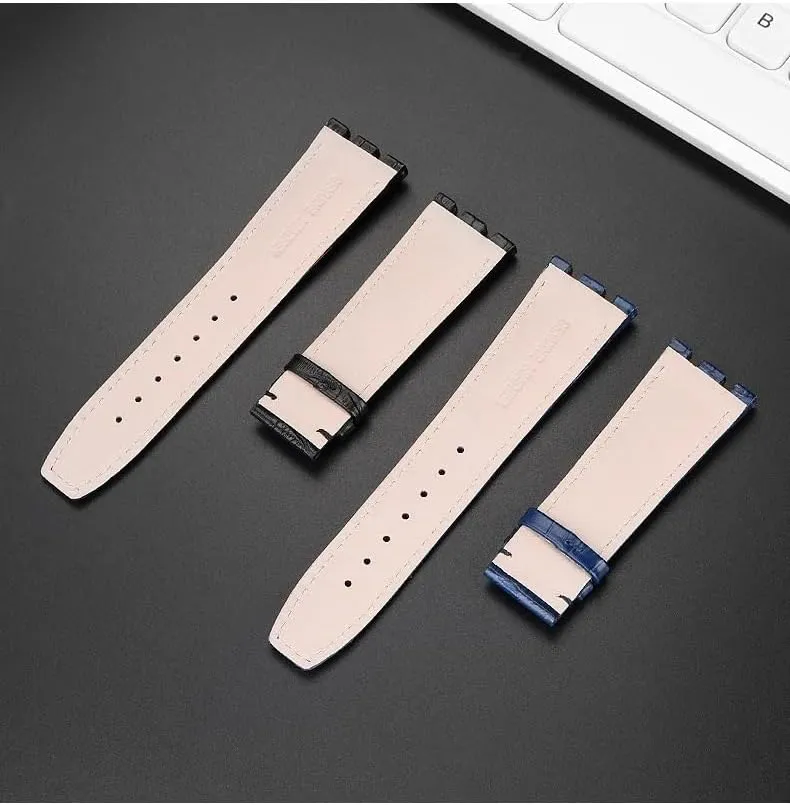Cowhide Watch Strap For MAURICE LACROIX AIKON AI6038 AI6008 Three Eye Watch Modified Concave Convex Mouth Strap