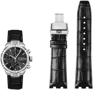 Cowhide Watch Strap For MAURICE LACROIX AIKON AI6038 AI6008 Three Eye Watch Modified Concave Convex Mouth Strap