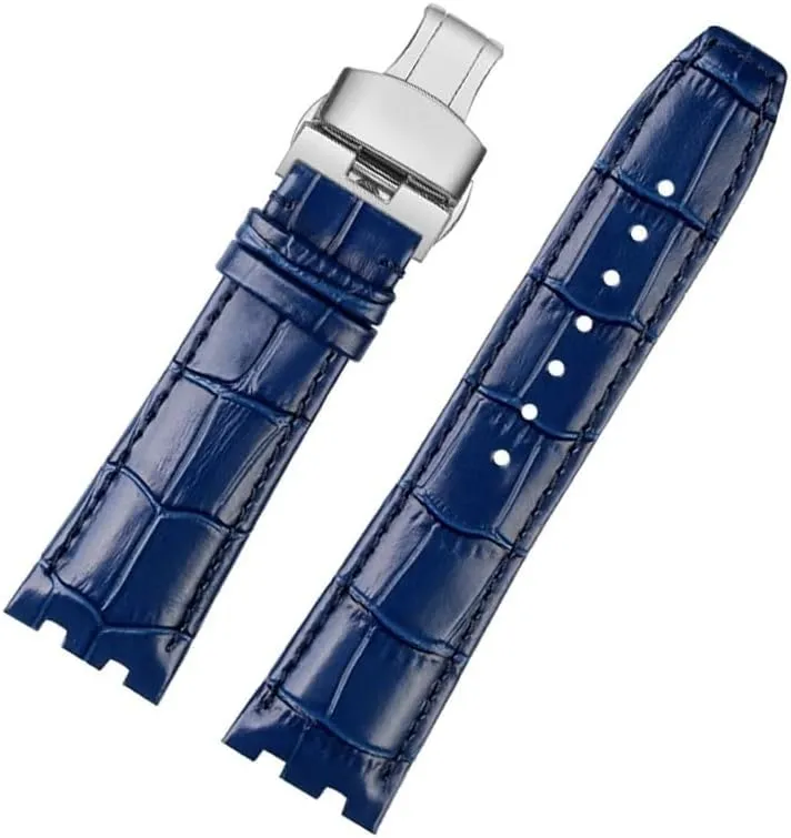 Cowhide Watch Strap For MAURICE LACROIX AIKON AI6038 AI6008 Three Eye Watch Modified Concave Convex Mouth Strap