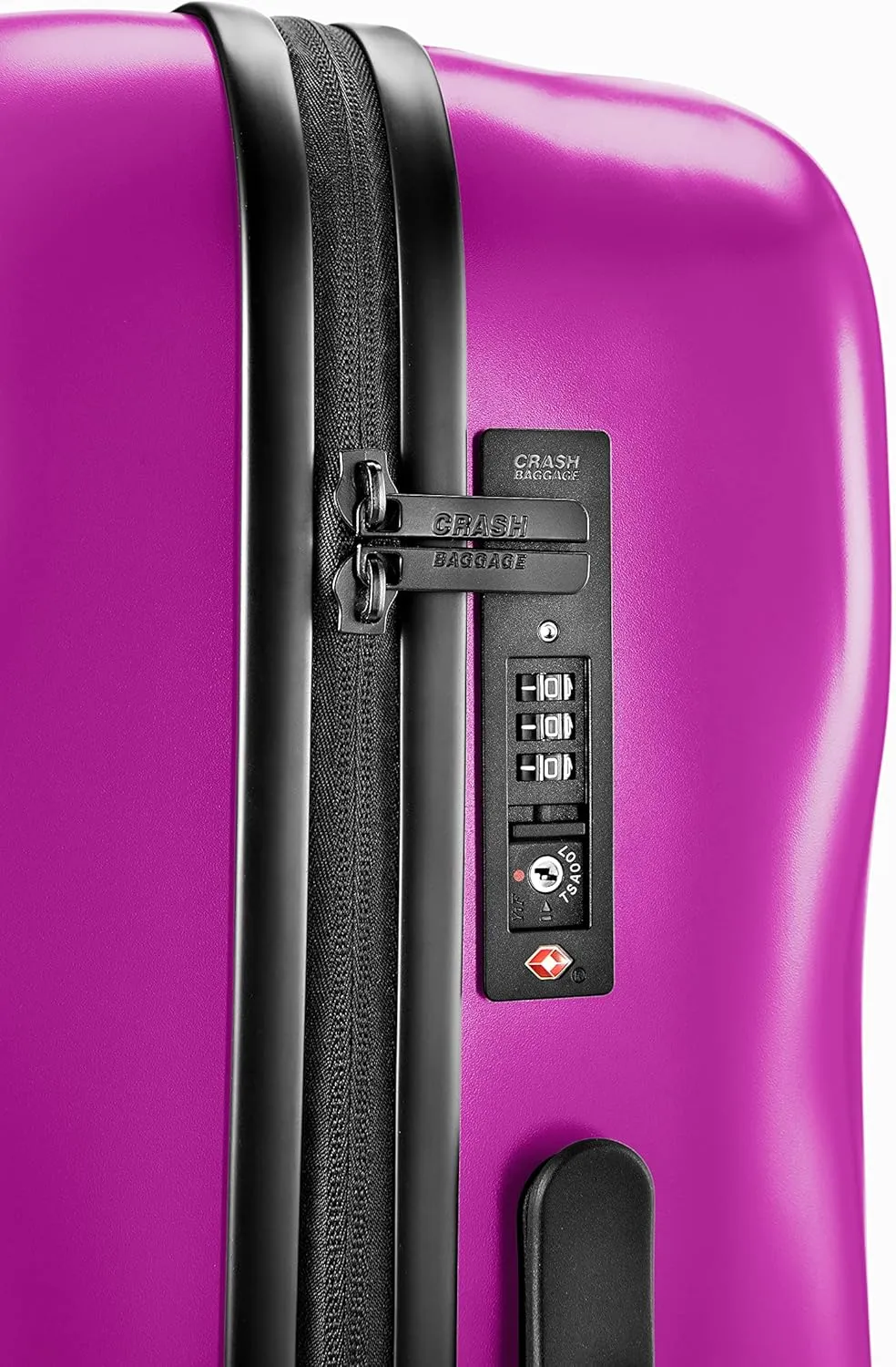 CRASH BAGGAGE Icon - 27 Inch Rolling Suitcase with 4 Spinner Wheels, Hardside Polycarbonate Travel Luggage, Lightweight, Interior Pockets, Airline Approved Lock, 65L - Medium/Fuchsia