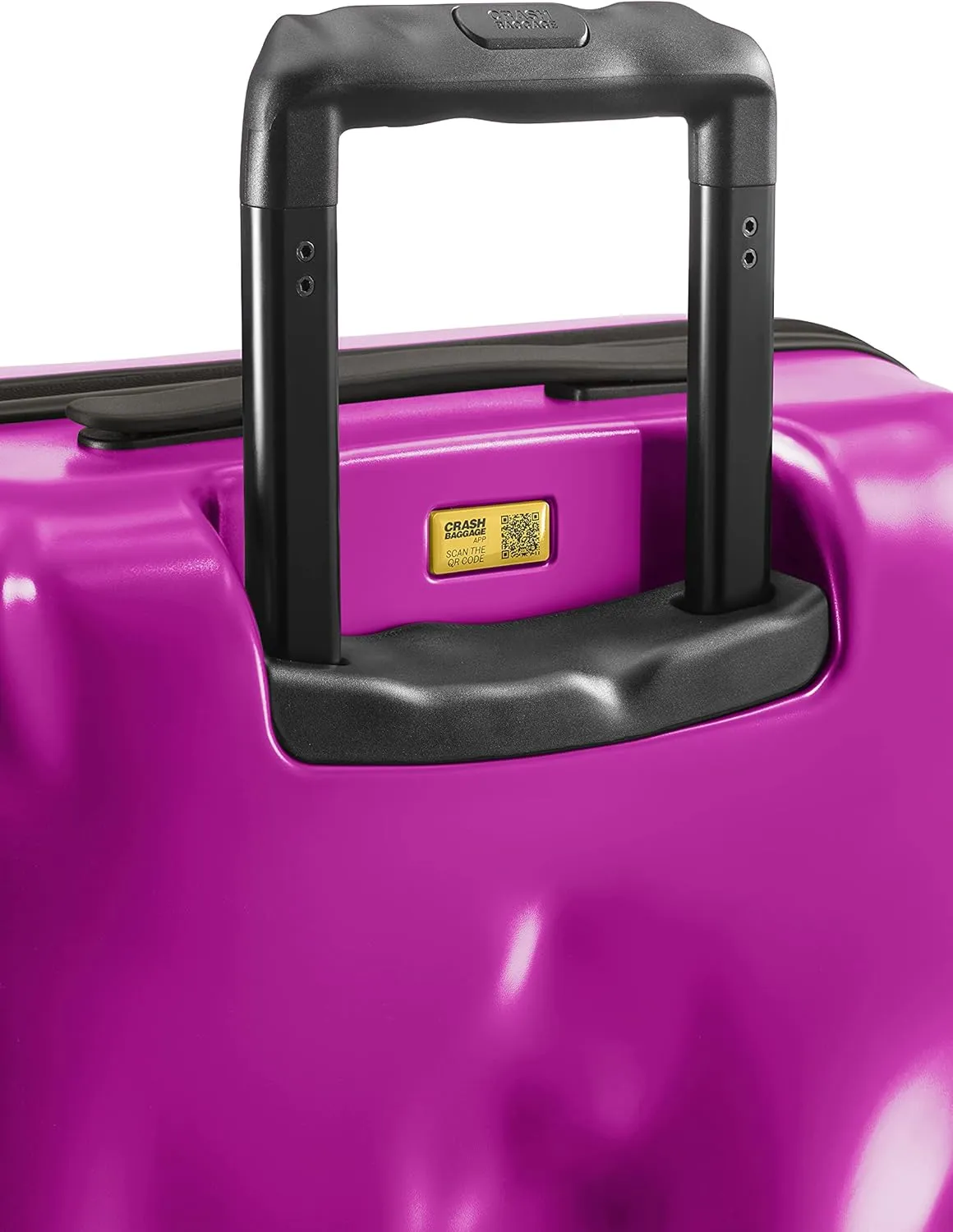 CRASH BAGGAGE Icon - 27 Inch Rolling Suitcase with 4 Spinner Wheels, Hardside Polycarbonate Travel Luggage, Lightweight, Interior Pockets, Airline Approved Lock, 65L - Medium/Fuchsia