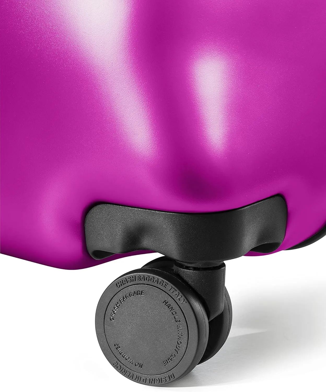 CRASH BAGGAGE Icon - 27 Inch Rolling Suitcase with 4 Spinner Wheels, Hardside Polycarbonate Travel Luggage, Lightweight, Interior Pockets, Airline Approved Lock, 65L - Medium/Fuchsia