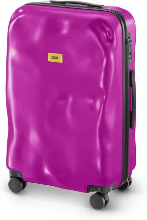 CRASH BAGGAGE Icon - 27 Inch Rolling Suitcase with 4 Spinner Wheels, Hardside Polycarbonate Travel Luggage, Lightweight, Interior Pockets, Airline Approved Lock, 65L - Medium/Fuchsia