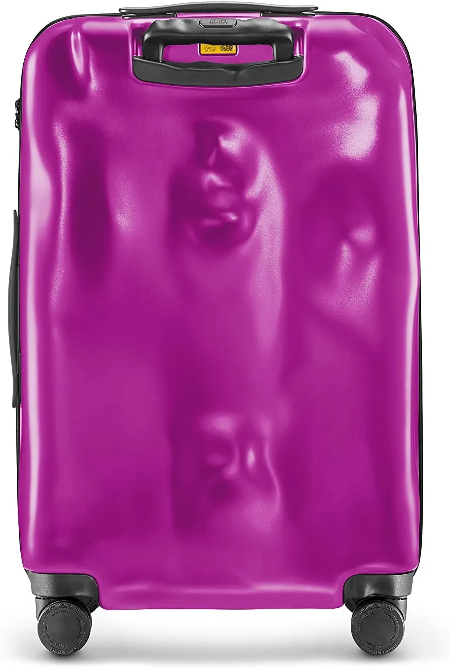 CRASH BAGGAGE Icon - 27 Inch Rolling Suitcase with 4 Spinner Wheels, Hardside Polycarbonate Travel Luggage, Lightweight, Interior Pockets, Airline Approved Lock, 65L - Medium/Fuchsia