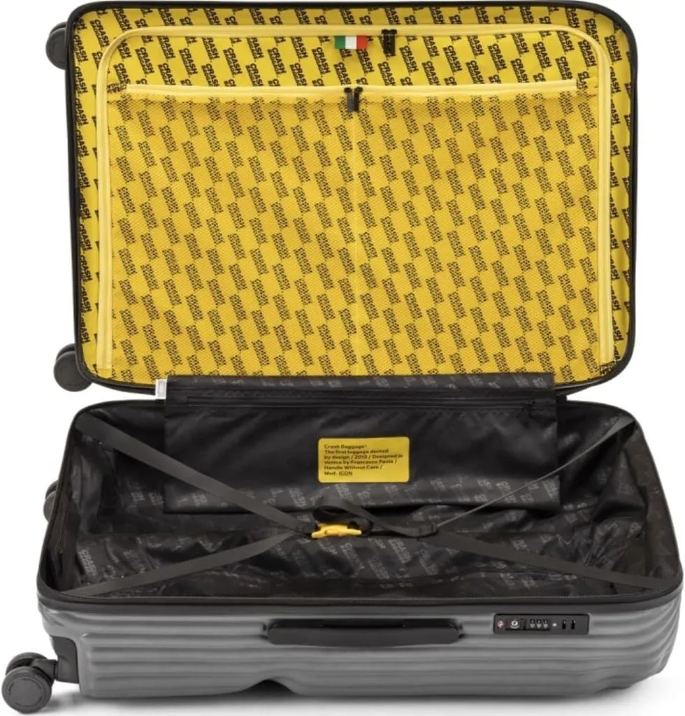 CRASH BAGGAGE | Stripe | Trolley Suitcase | Large | Smoke Grey