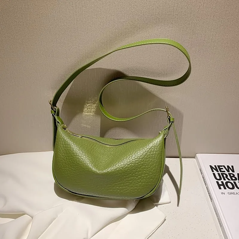 Crescent Crossbody Bag for Womens Genuine Leather Bag Designer Hobo Shoulder Togo Leather Adjustable Strap Half Moon Bag