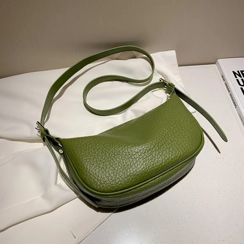 Crescent Crossbody Bag for Womens Genuine Leather Bag Designer Hobo Shoulder Togo Leather Adjustable Strap Half Moon Bag