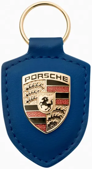 Crest Leather Keyfob Blue