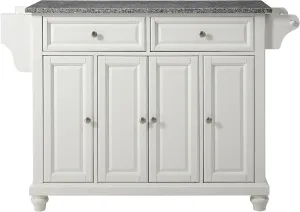Crosley Furniture Cambridge Granite Top Rolling Kitchen Island Storage Cart, Microwave Stand, Spice Rack, White