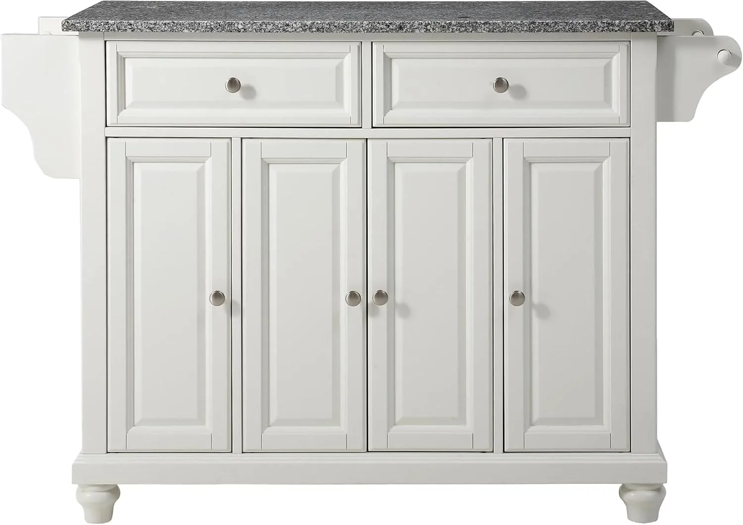 Crosley Furniture Cambridge Granite Top Rolling Kitchen Island Storage Cart, Microwave Stand, Spice Rack, White