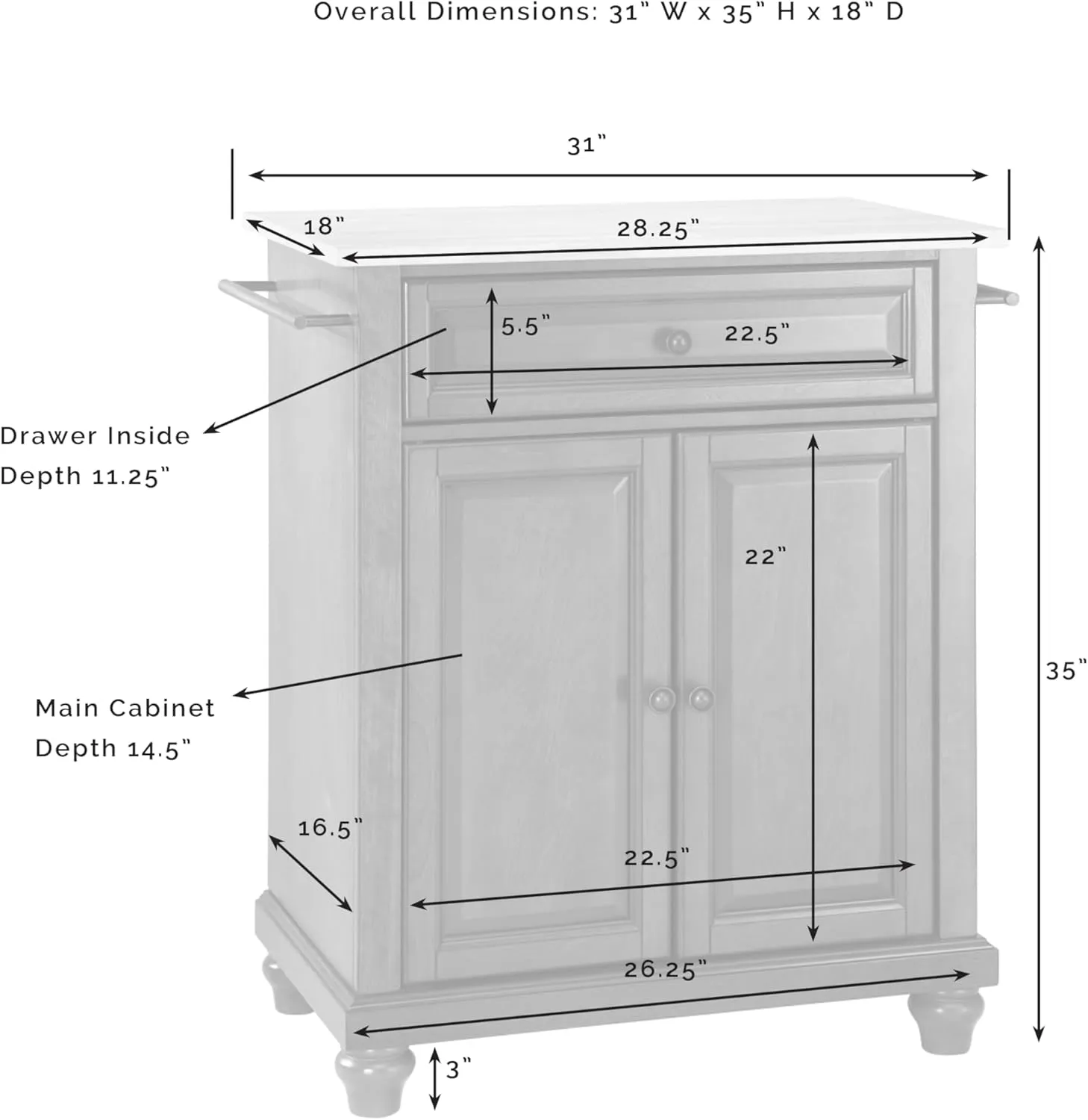 Crosley Furniture Cambridge Granite Top Small Portable Rolling Kitchen Island Storage Cart, Microwave Stand, Mahogany