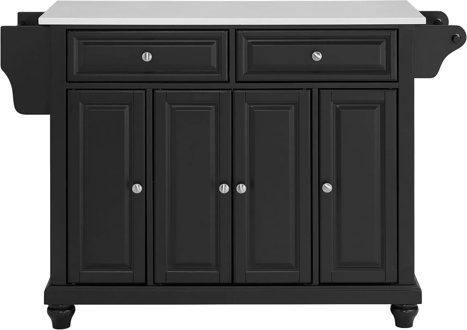 Crosley Furniture Cambridge Stone Top Rolling Kitchen Island Storage Cart, Microwave Stand, Spice Rack, Black