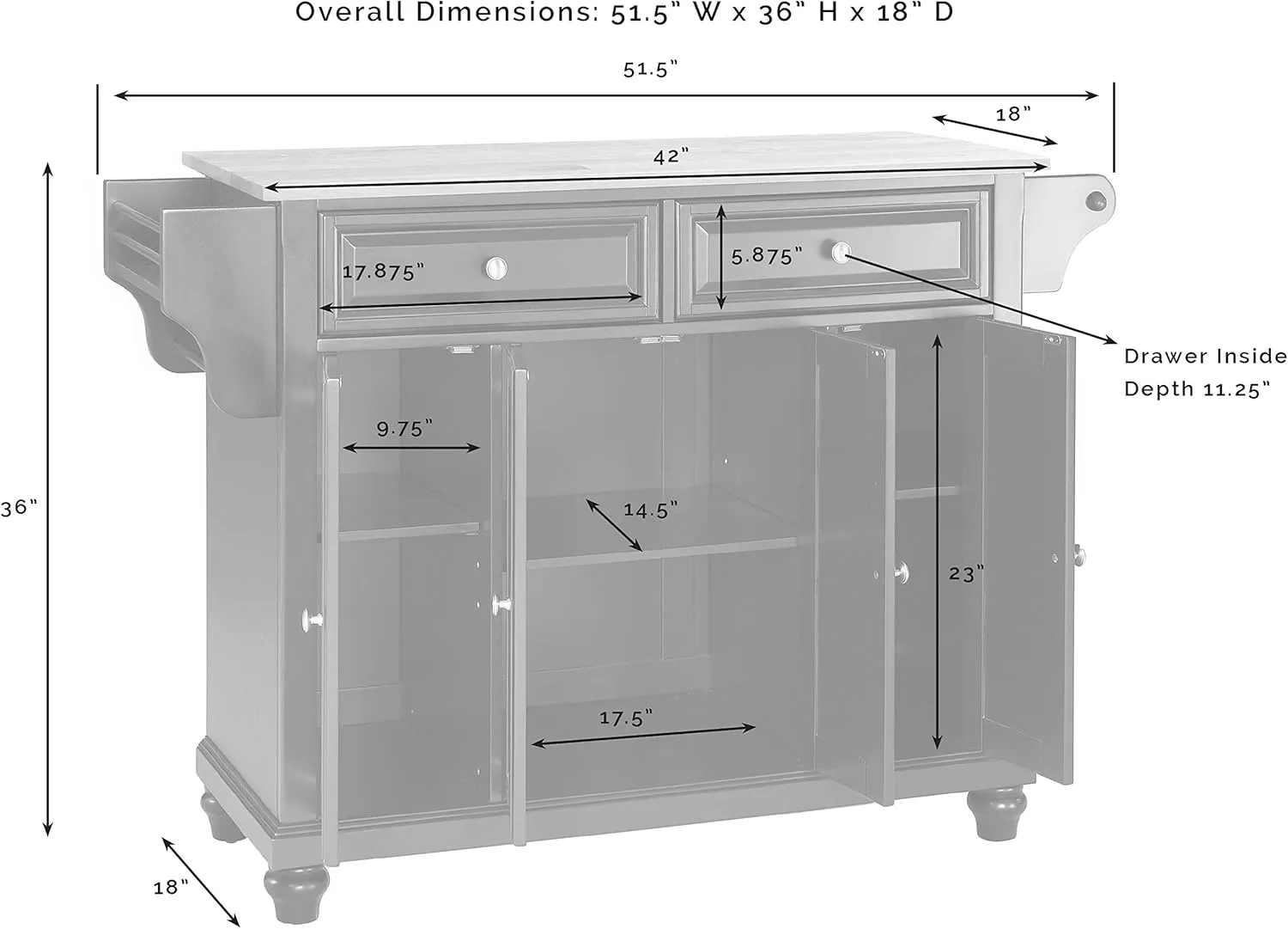 Crosley Furniture Cambridge Stone Top Rolling Kitchen Island Storage Cart, Microwave Stand, Spice Rack, Mahogany